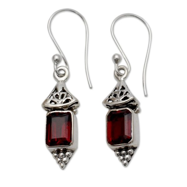 Red Lantern Garnet & Silver Dangle Earrings Discount